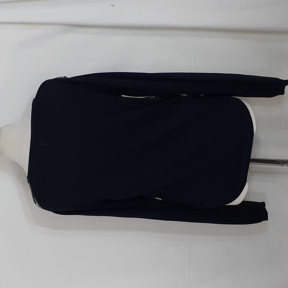 Krizia maglia long-sleeve navy blue white and red Daisy blouse size 12 - Picture 6 of 8